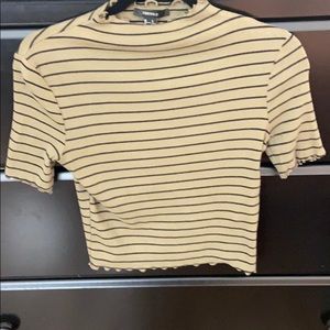 Ribbed turtleneck lettuce edged crop top